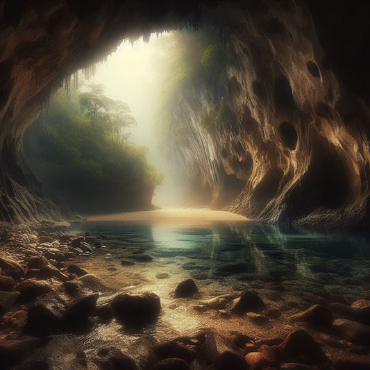Cave with Shallow Water Digital Painting Art Print