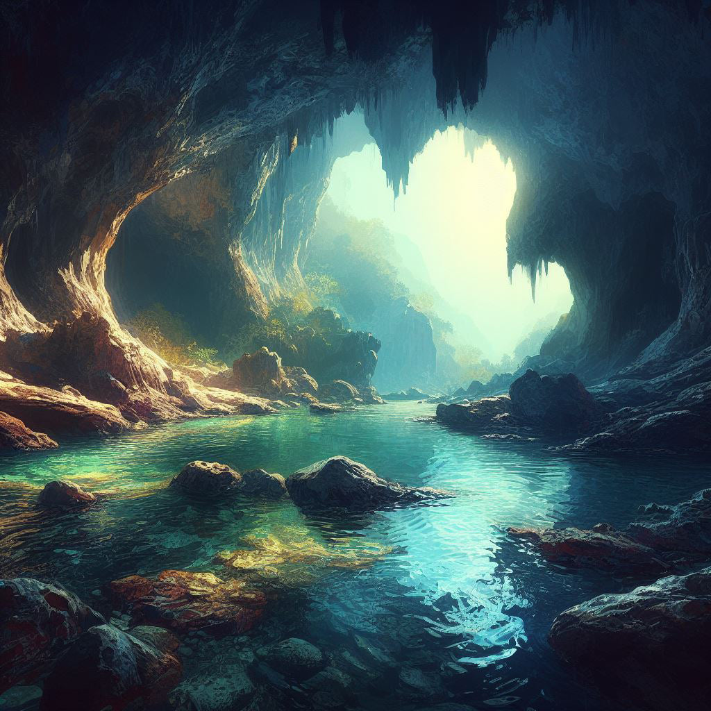 Cave with Shallow Water Digital Painting II Art Print