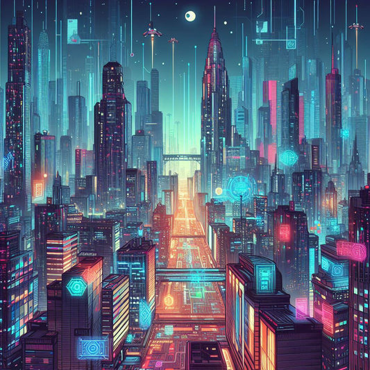 AI City Digital Painting Art Print