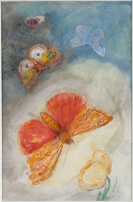 Papillons et fleur by Odilon Redon Art Print