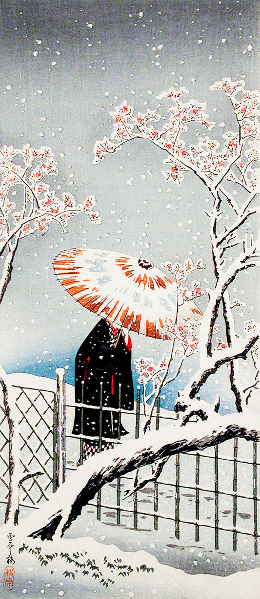 Plum Tree in Snow by Hiroaki Takahashi Art Print