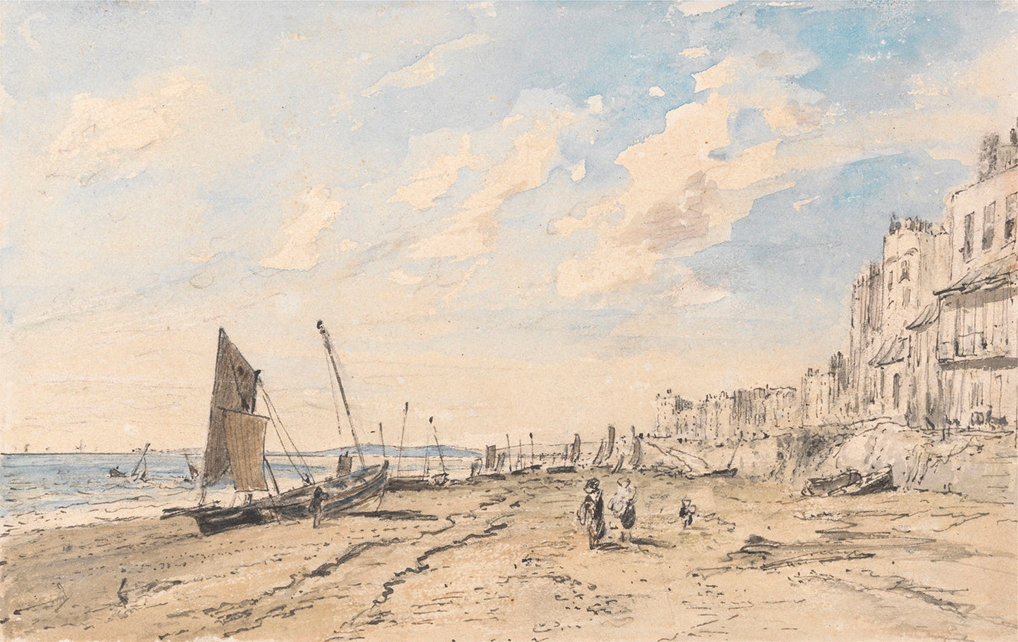 Brighton Beach Looking West by John Constable Art Print