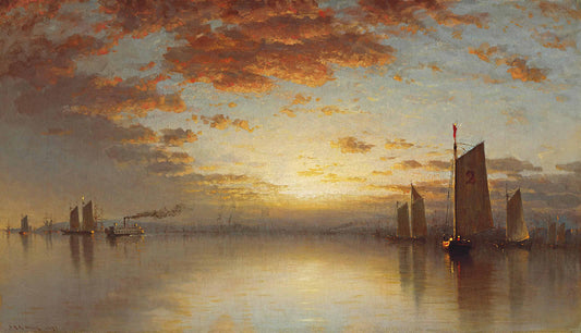 Sunset over New York Bay by Sanford Robinson Gifford Art Print