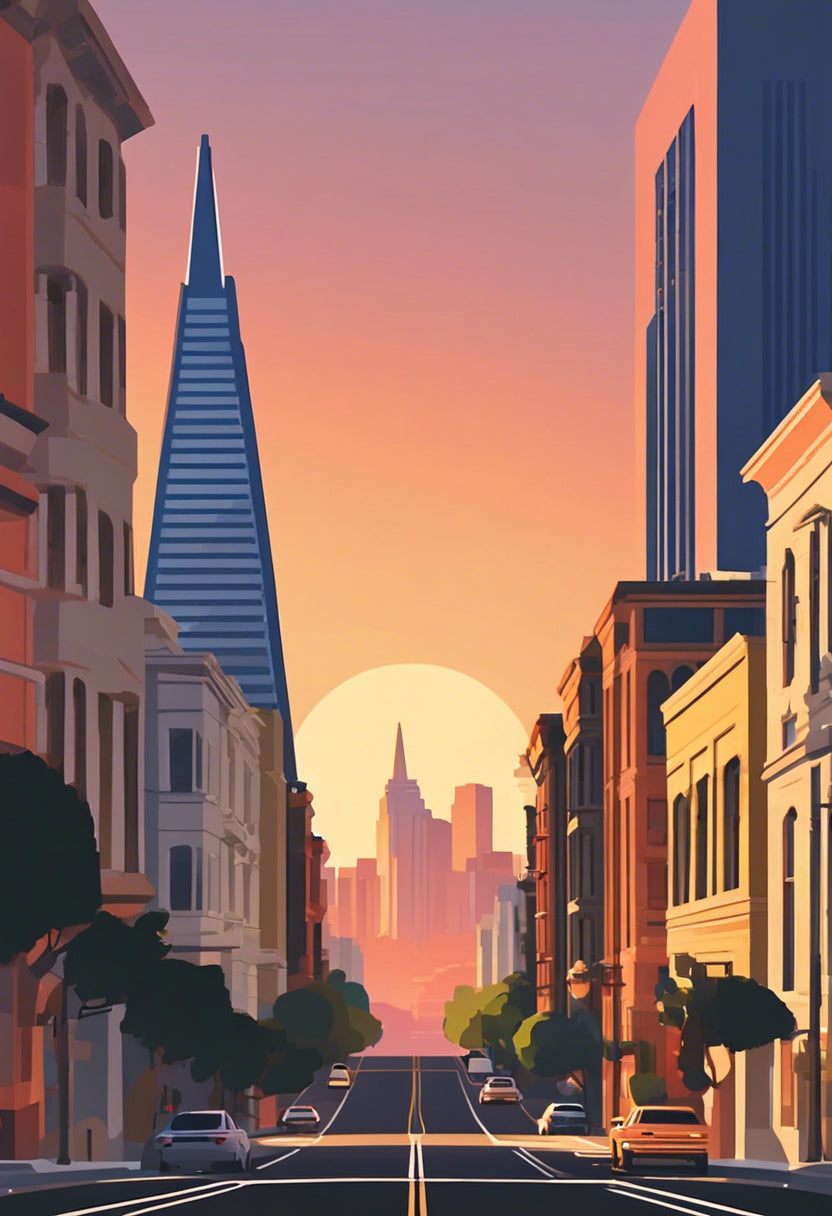 San Francisco Downtown Illustration I Art Print