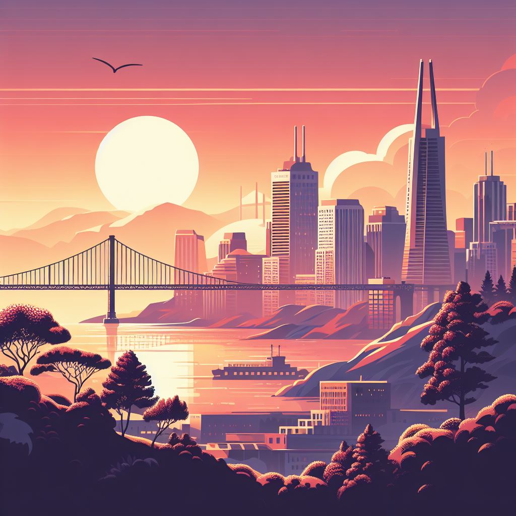 San Francisco Downtown Illustration II Art Print