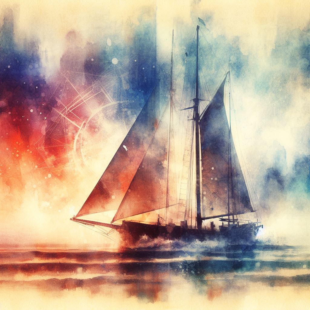 Abstract Watercolor Sailboat Painting II Art Print