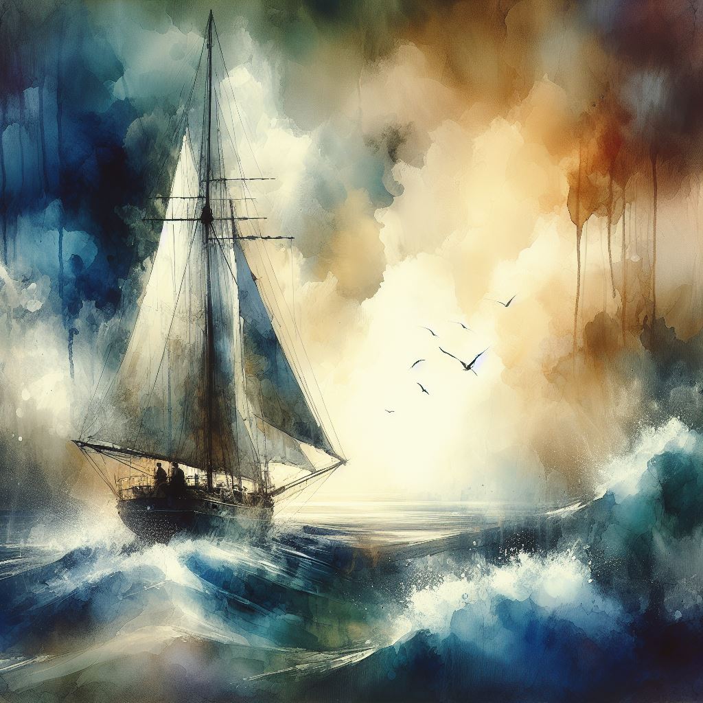 Abstract Watercolor Sailboat Painting III Art Print