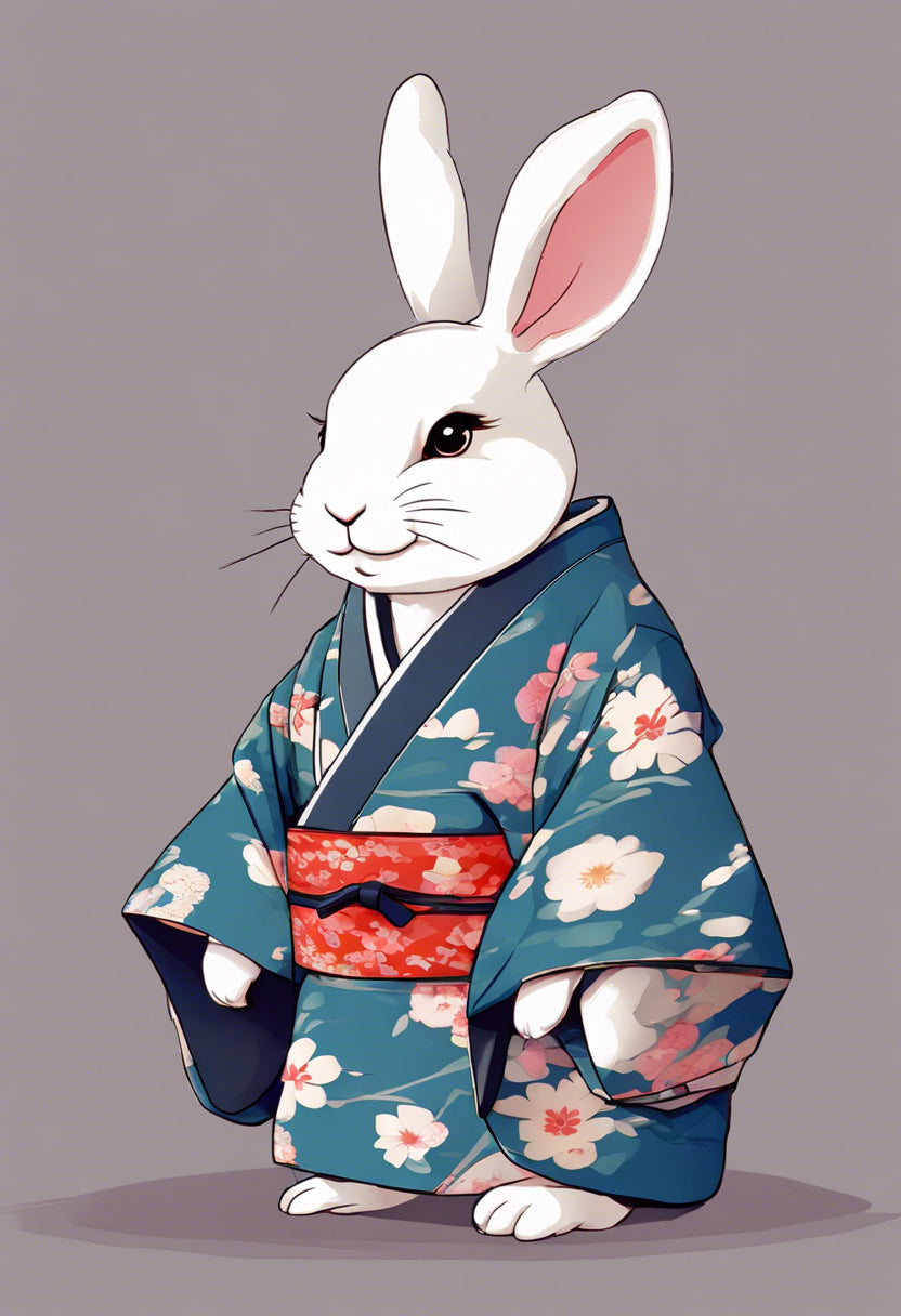 Bunny Wearing A Kimono Digital Illustration I Art Print – Keep Calm ...