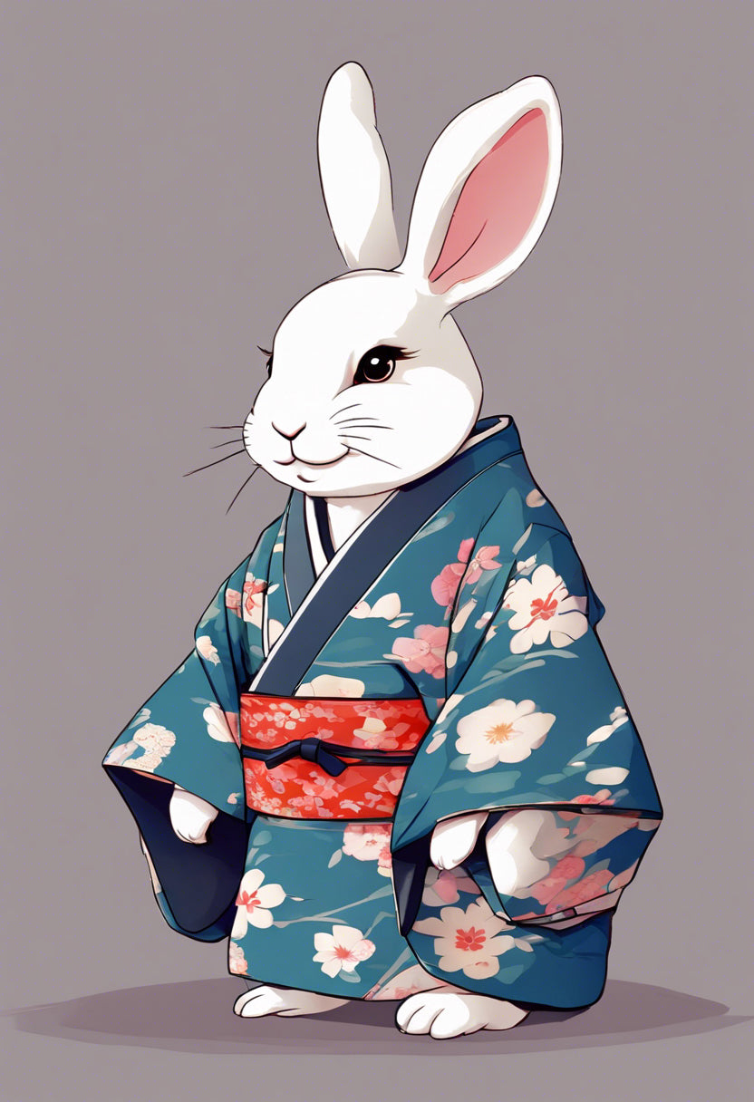 Bunny Wearing A Kimono Digital Illustration I Art Print