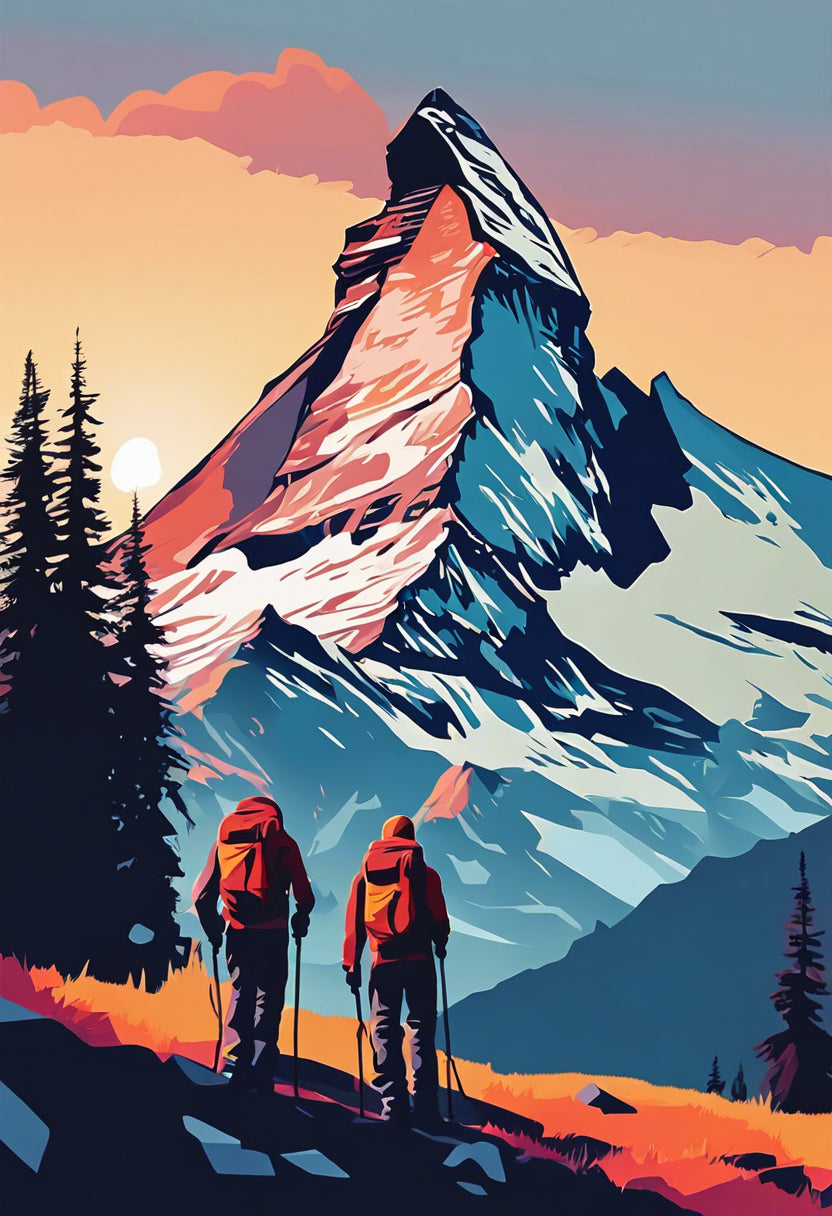 Matterhorn with Climbers Illustration I Art Print