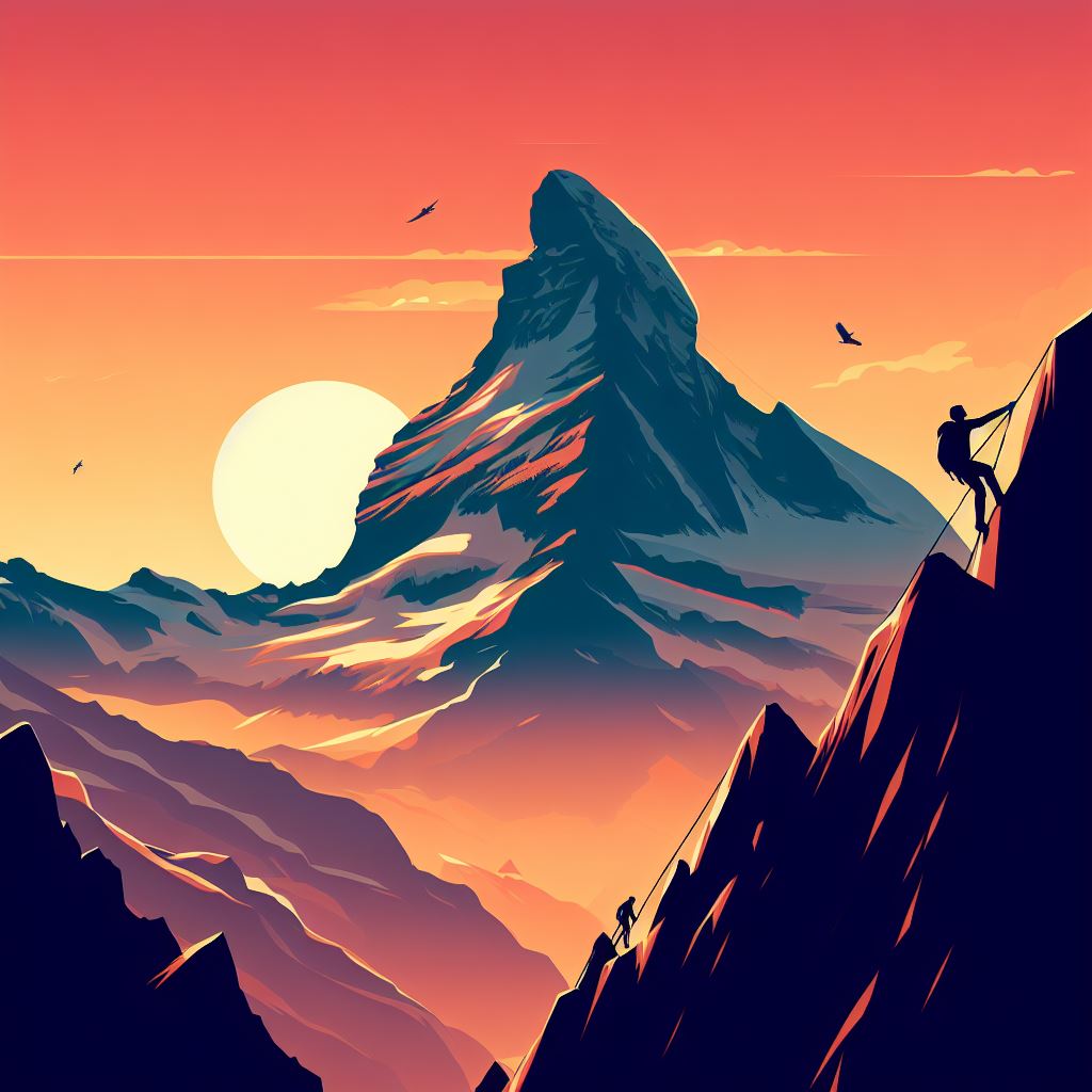Matterhorn with Climbers Illustration II Art Print