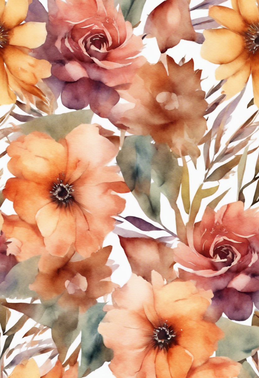 Watercolor Flowers Pattern Painting I Art Print