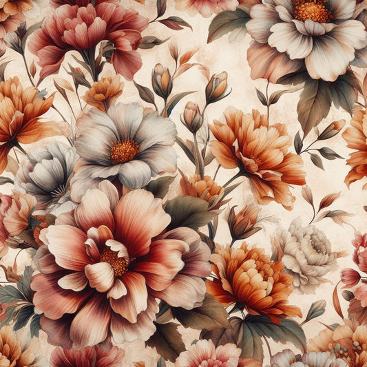 Watercolor Flowers Pattern Painting II Art Print