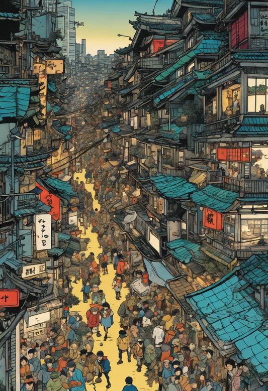 Tokyo Neighborhood Pen and Ink Illustration I Art Print