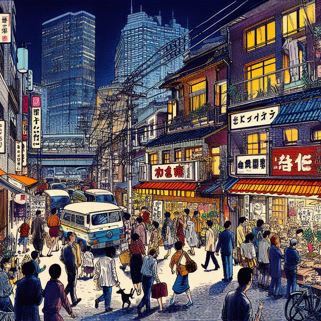 Tokyo Neighborhood Pen and Ink Illustration II Art Print