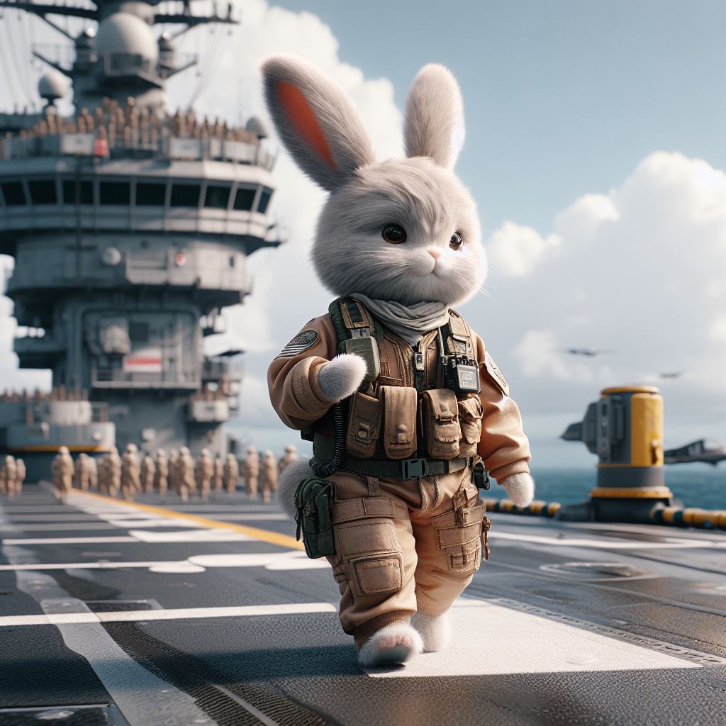 Cute Fluffy Rabbit Military Pilot Digital Painting II Art Print