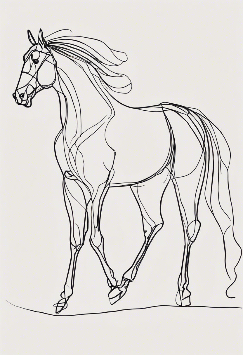 One Line Drawing of A Horse I Art Print