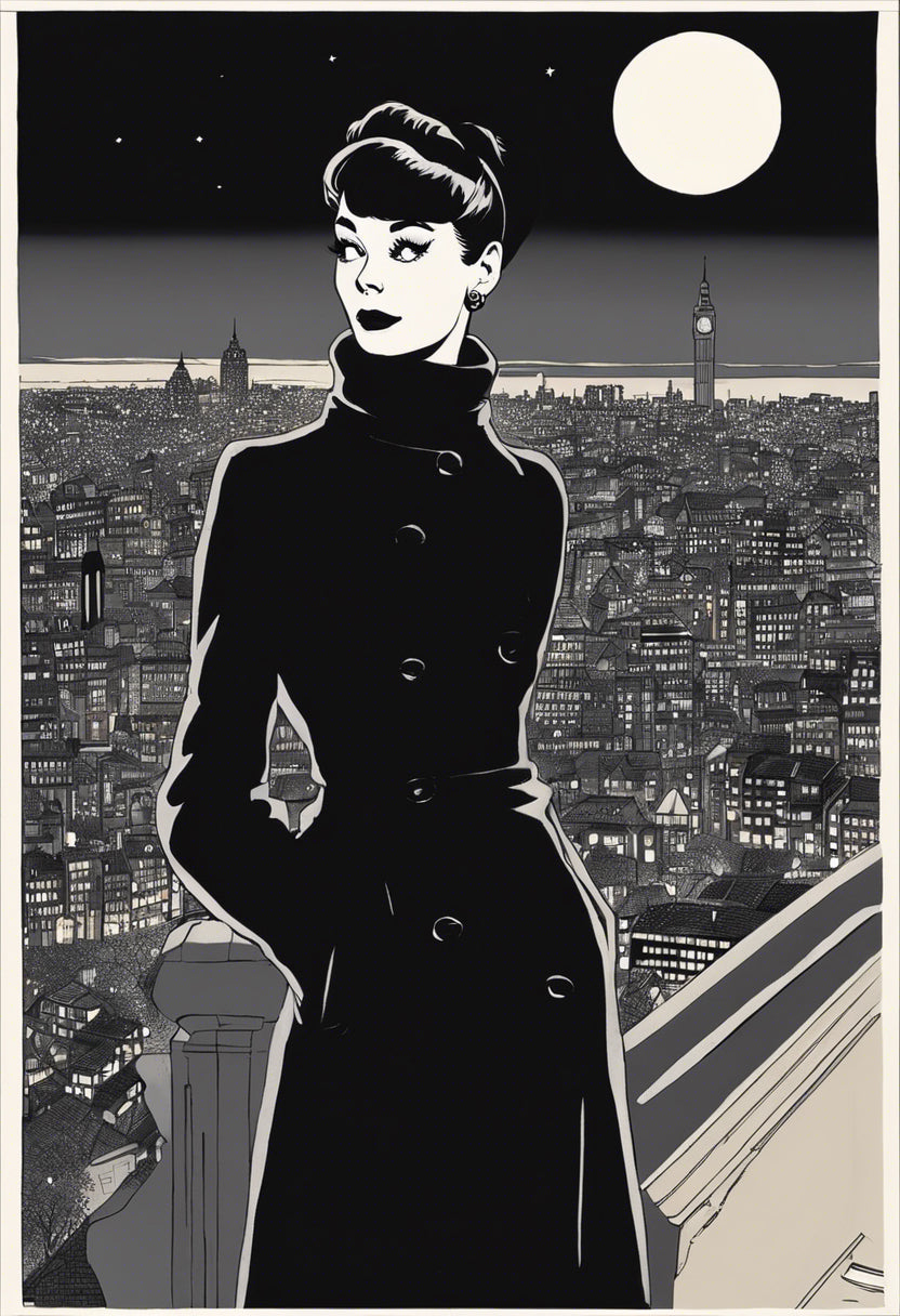 Woman In A Black Coat Illustration Art Print