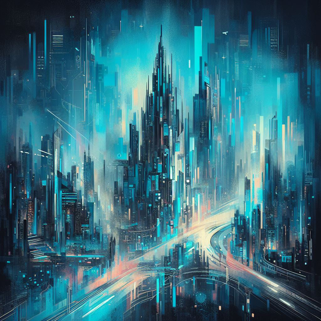 Abstract Future City Digital Painting II Art Print
