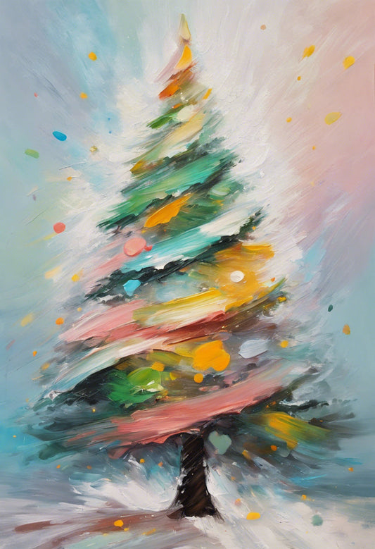 Abstract Christmas Tree Oil Painting I Art Print
