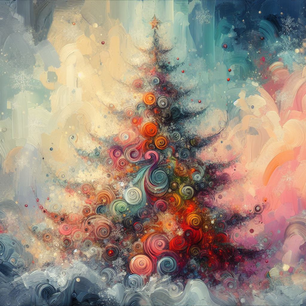 Abstract Christmas Tree Oil Painting II Art Print