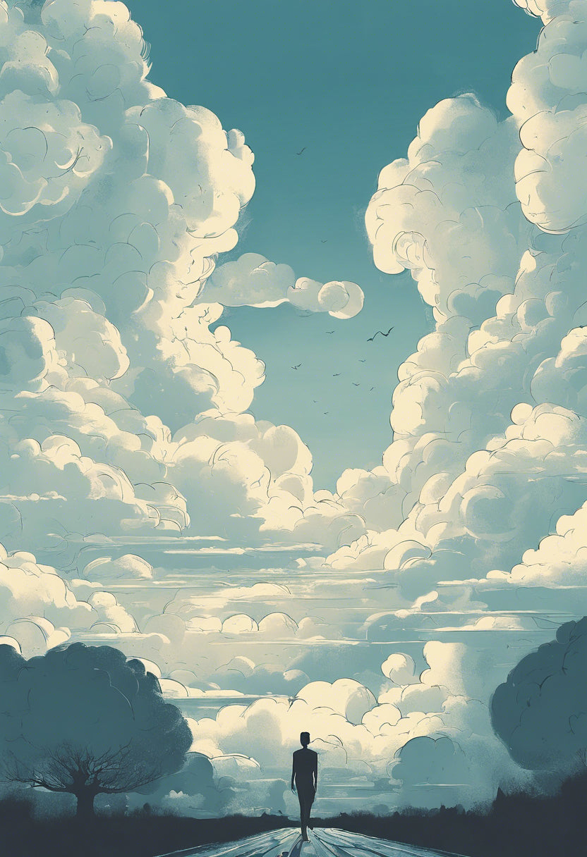 A Walk in The Clouds Illustration Art Print
