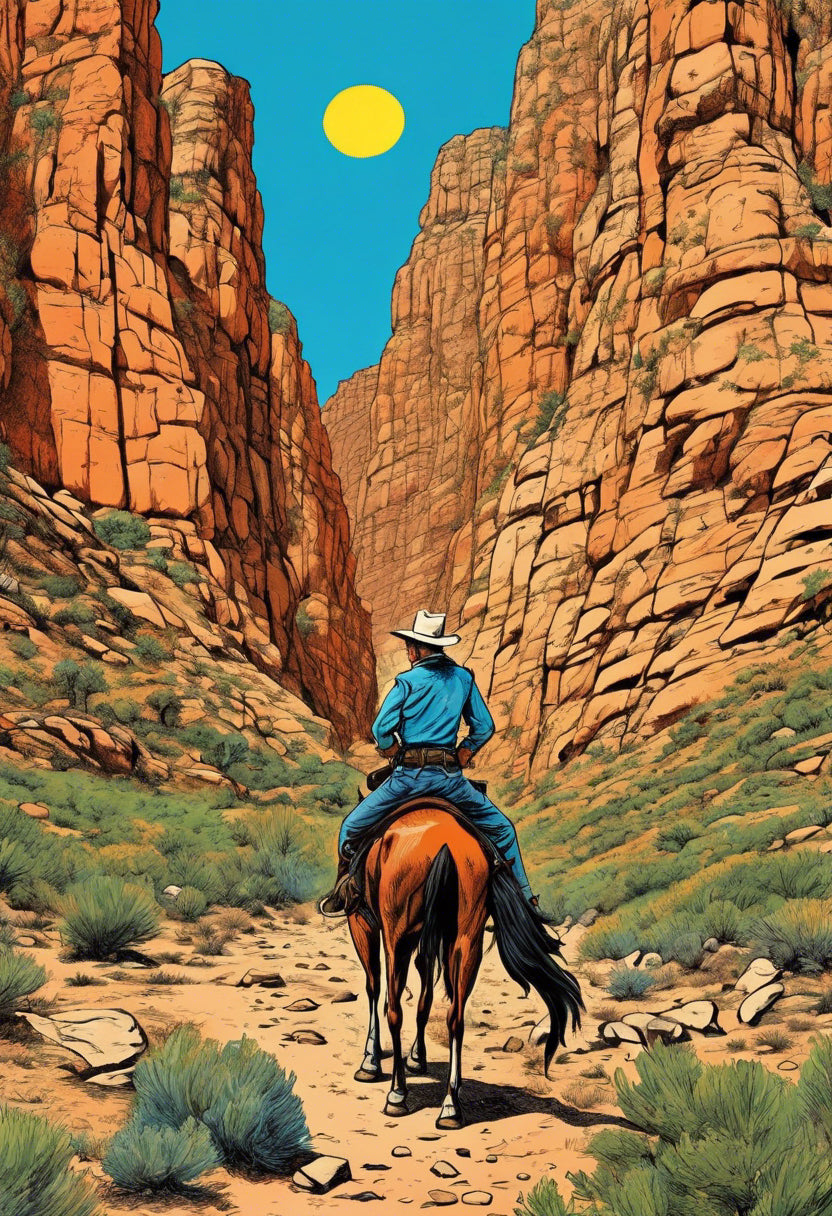 Cowboy in The Copper Canyons Illustration I Art Print