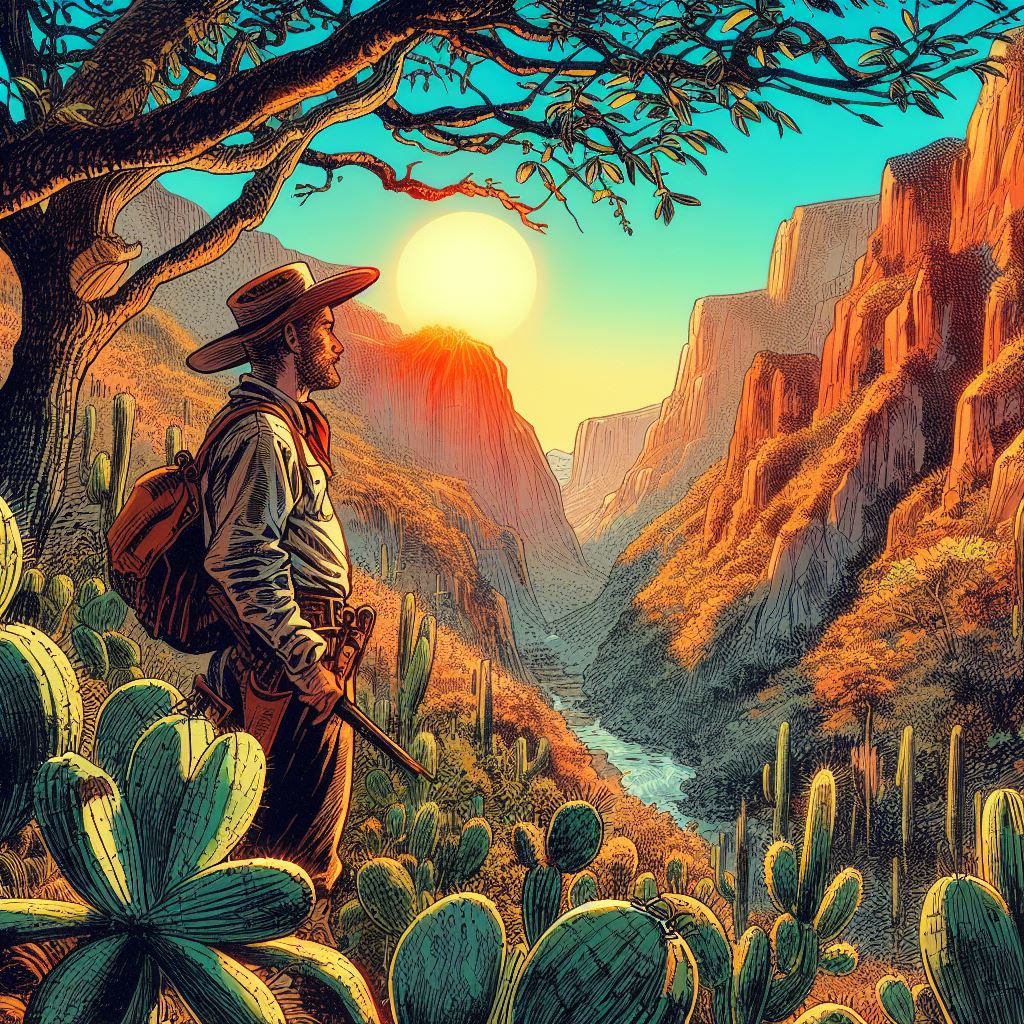 Cowboy in The Copper Canyons Illustration II Art Print