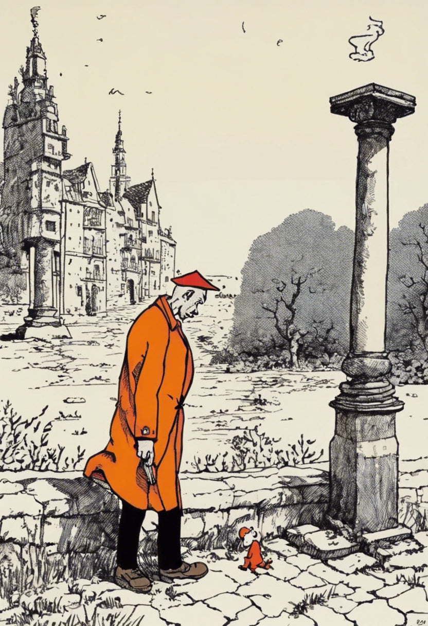 Man and Mouse Illustration Art Print