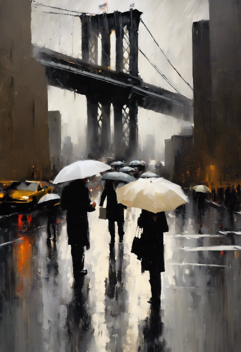 Rain In New York Oil Painting Art Print