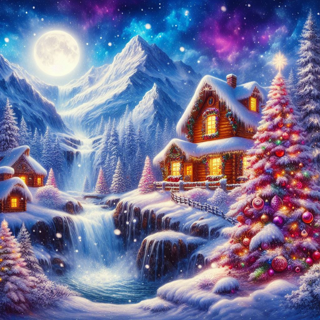 Christmas Village Digital Painting II Art Print