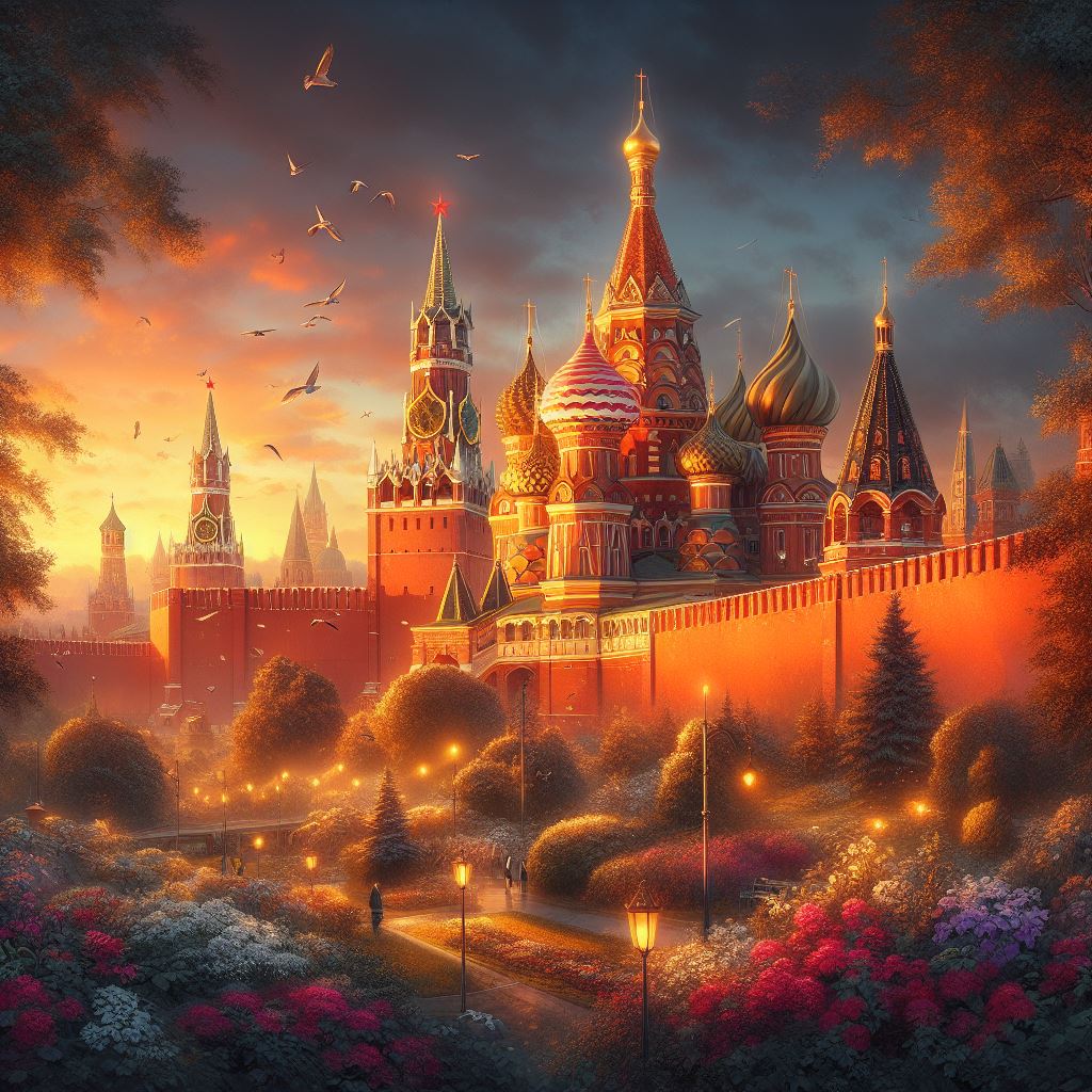 Kremlin at Sunset Illustration Art Print
