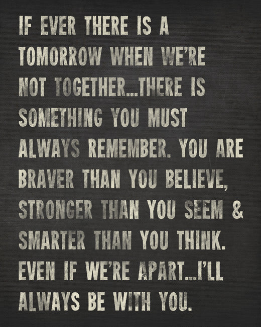 Always Remember AA Milne Quote, premium art print (charcoal)
