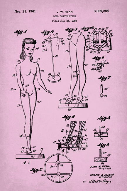 Barbie Doll Patent Art Poster Print