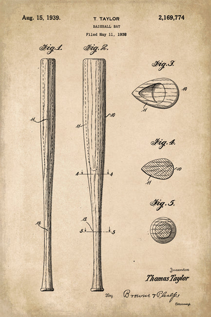 Baseball Bat Patent Art Print