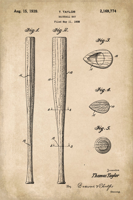 Baseball Bat Patent Art Print