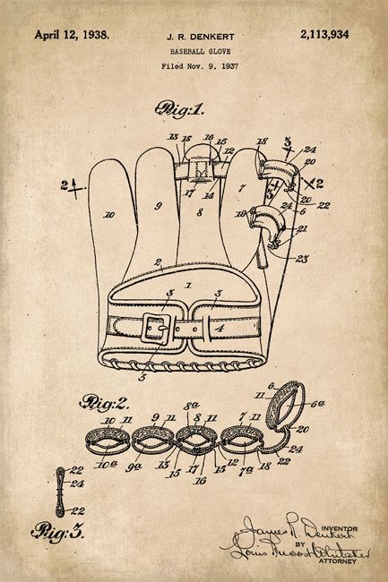 Baseball Glove Patent Art Print