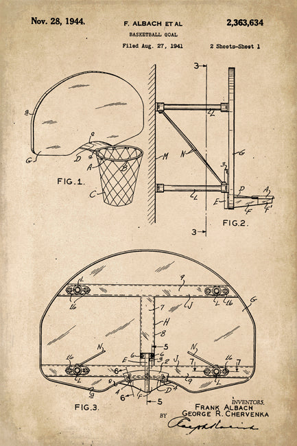 Basketball Hoop Patent Art Print