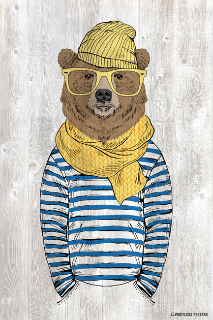 Bear In A Scarf And Hat Anthropomorphic Animal Poster