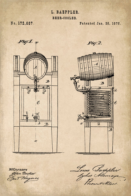 Beer Keg Cooler Patent Art Poster Print