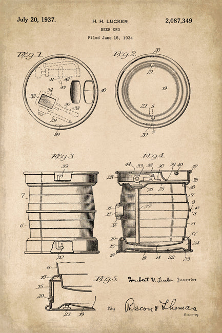 Beer Keg Invention Patent Art Poster Print