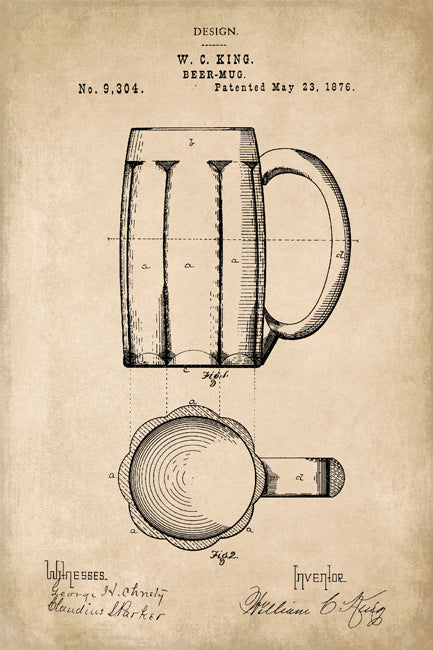 Beer Mug Invention Patent Art Poster Print