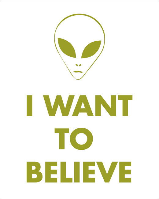 I Want To Believe, premium art print (green and white)