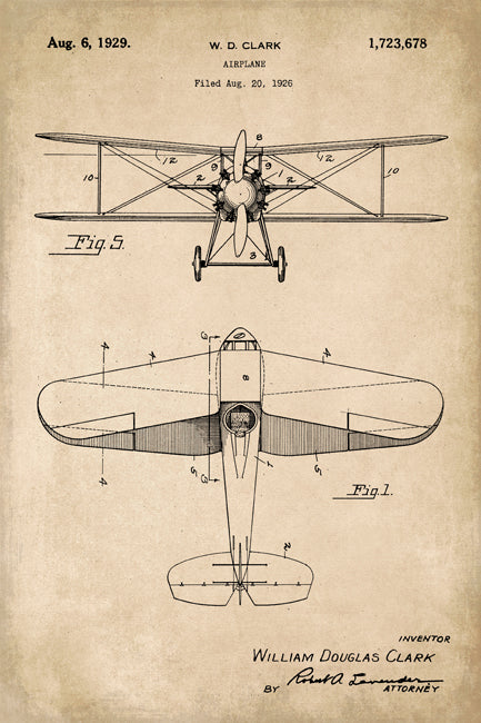 Biplane Aircraft Patent Art Print