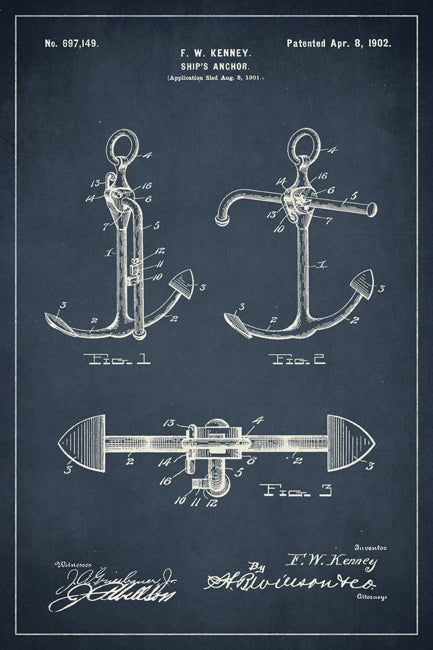 Boat Anchor Nautical Patent Art Print