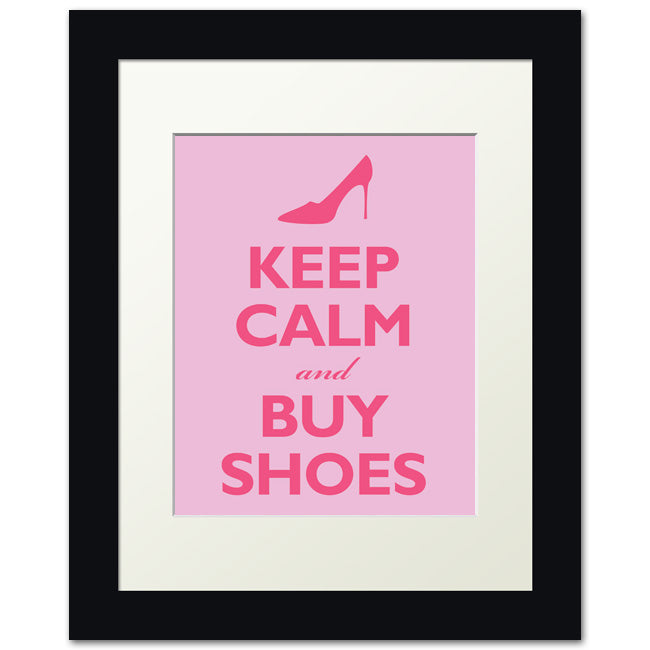 Keep Calm and Buy Shoes, framed print (pink)
