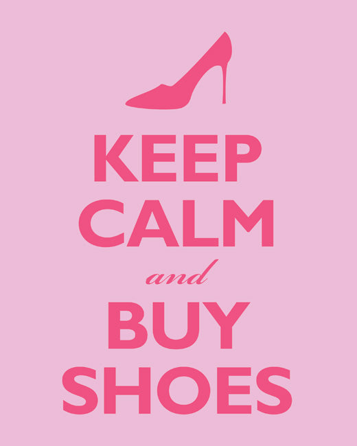 Keep Calm and Buy Shoes, premium art print (pink)