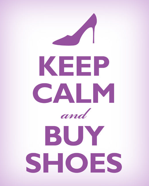 Keep Calm and Buy Shoes, premium art print (soft lavender)