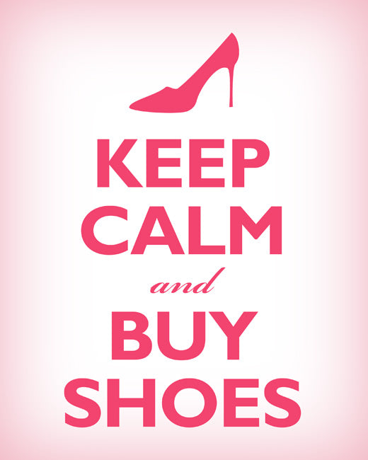 Keep Calm and Buy Shoes, premium art print (soft pink)
