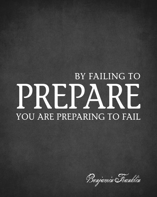By Failing To Prepare You Are Preparing To Fail (Benjamin Franklin Quote), removable wall decal